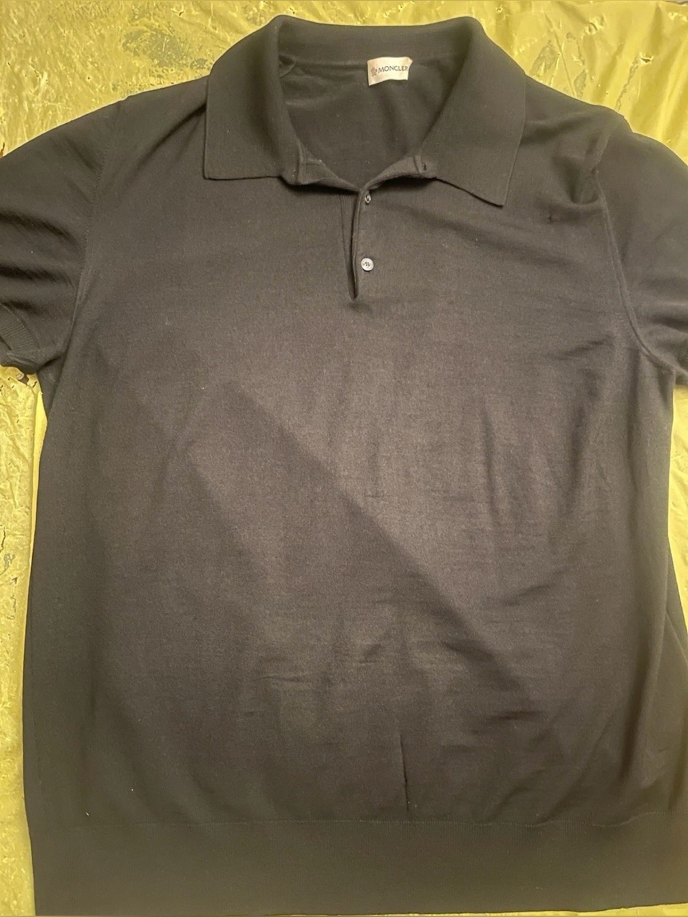 Moncler Black Polo Shirt – Luxury Italian Designer Short Sleeve Knit Polo XL